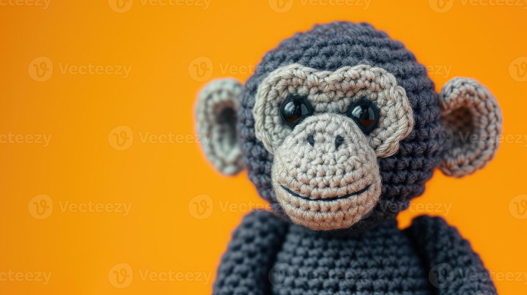 ai gegenereerd gehaakt chimpansee speelgoed- levendig achtergrond, handgemaakt en schattig, ai gegenereerd foto