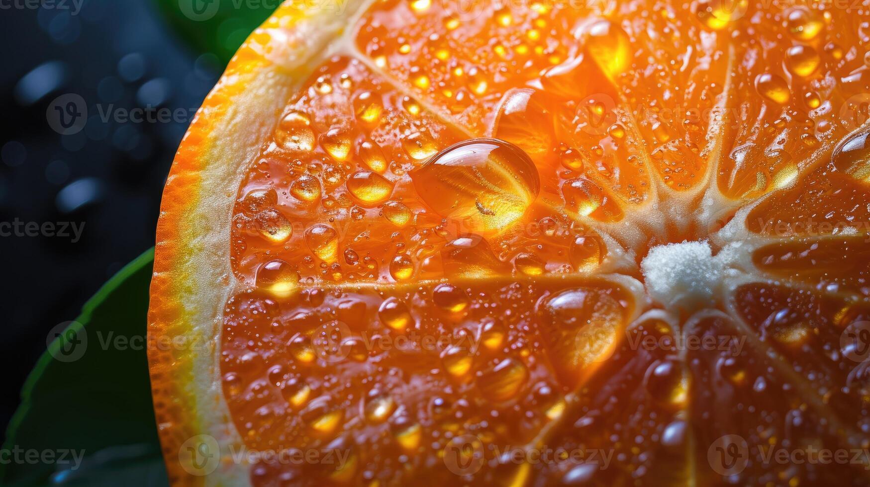 ai gegenereerd detailopname van een fruit versierd met glinsterend water druppels, een verfrissend en verleidelijk zicht, ai gegenereerd. foto