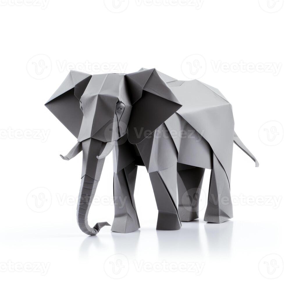 ai gegenereerd kleurrijk origami olifant, uniek papier veelhoek kunstwerk, ideaal huisdier concept, ai gegenereerd foto