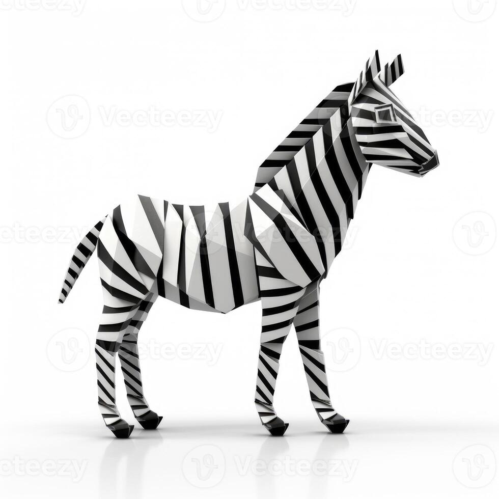 ai gegenereerd kleurrijk origami zebra, uniek papier veelhoek kunstwerk, ideaal huisdier concept, ai gegenereerd foto