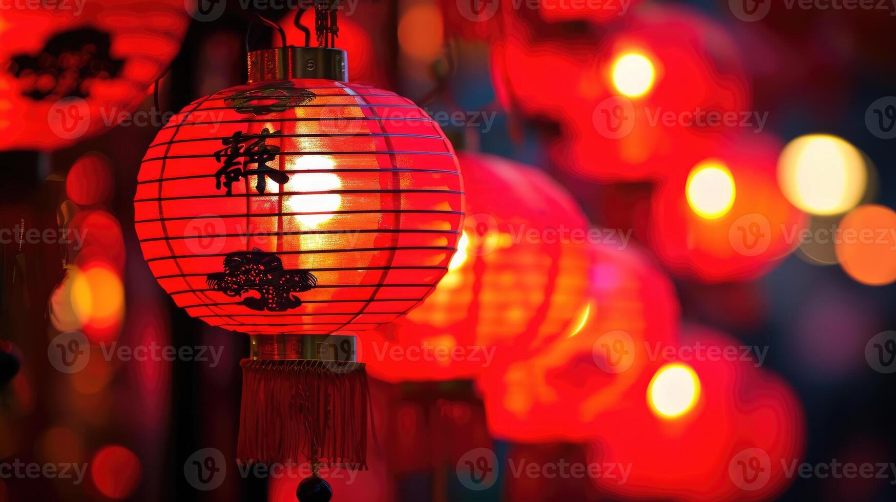 ai gegenereerd rood lampen verhelderend de geest van Chinese nieuw jaar, ai gegenereerd foto
