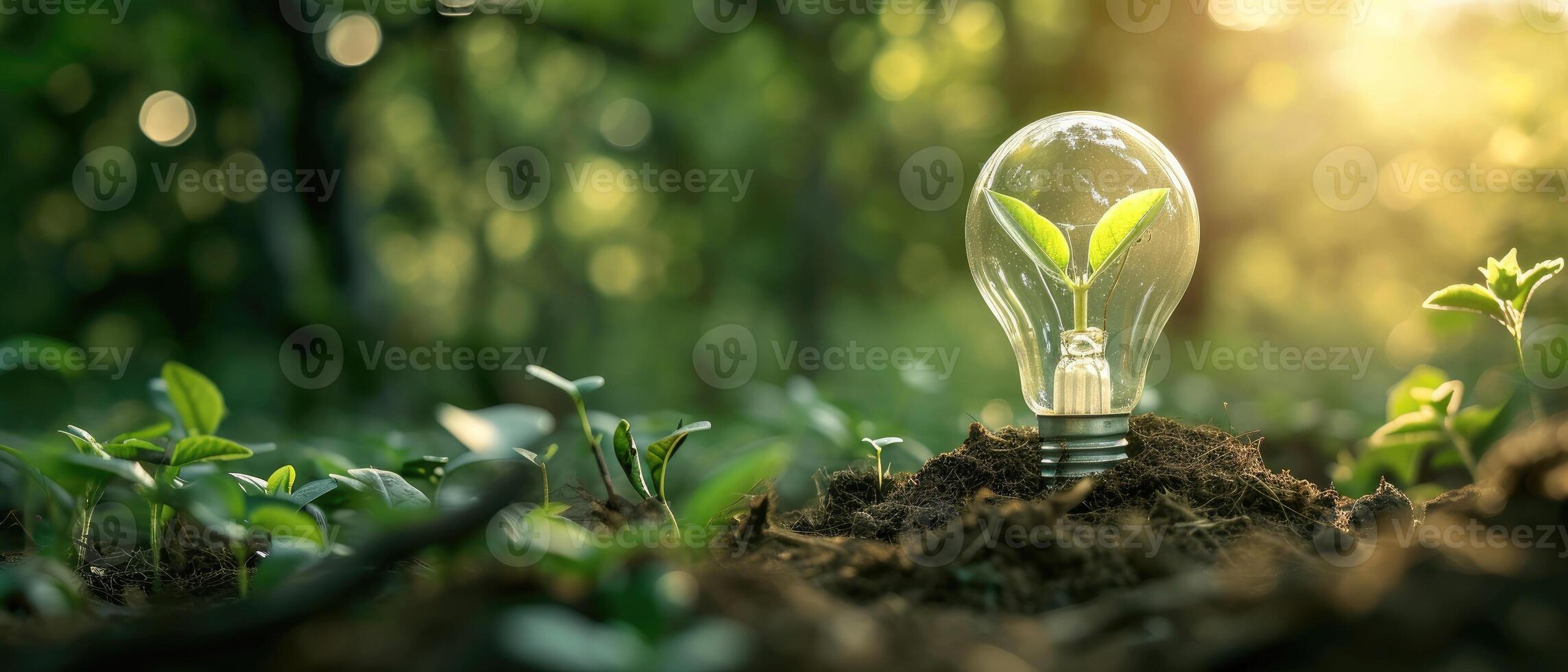 ai gegenereerd een glas wereldbol versierd met opslaan water pictogrammen genesteld in een groen Woud verlichte door zonlicht, ai gegenereerd. foto