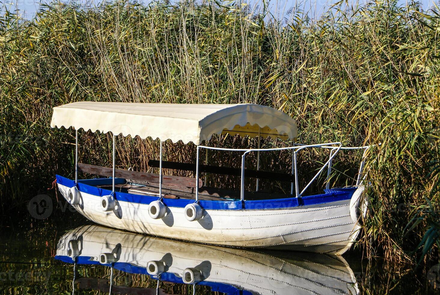 ohrid meer. visvangst boten met de visie van een oud stad- van ohrid in de achtergrond. foto