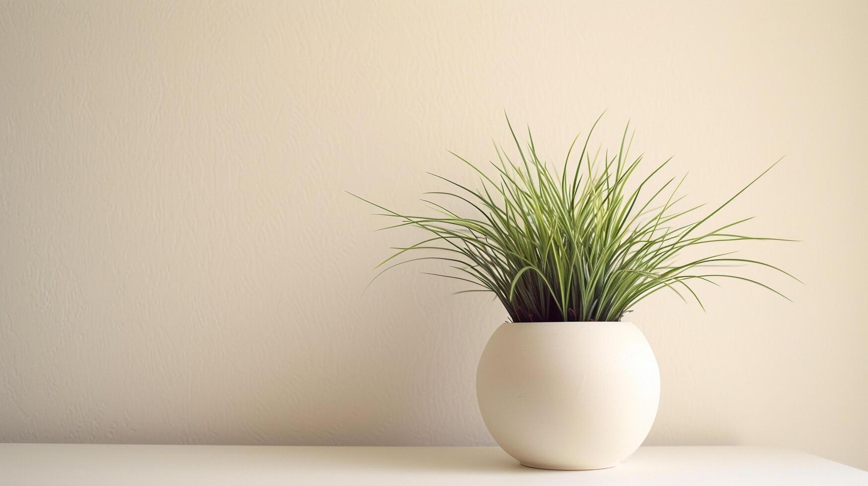 ai gegenereerd een wit huis fabriek pot zittend Aan een houten tafel foto