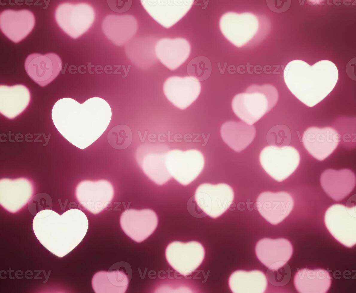 roze wazig abstract achtergrond met schattig bokeh harten voor verjaardag. foto