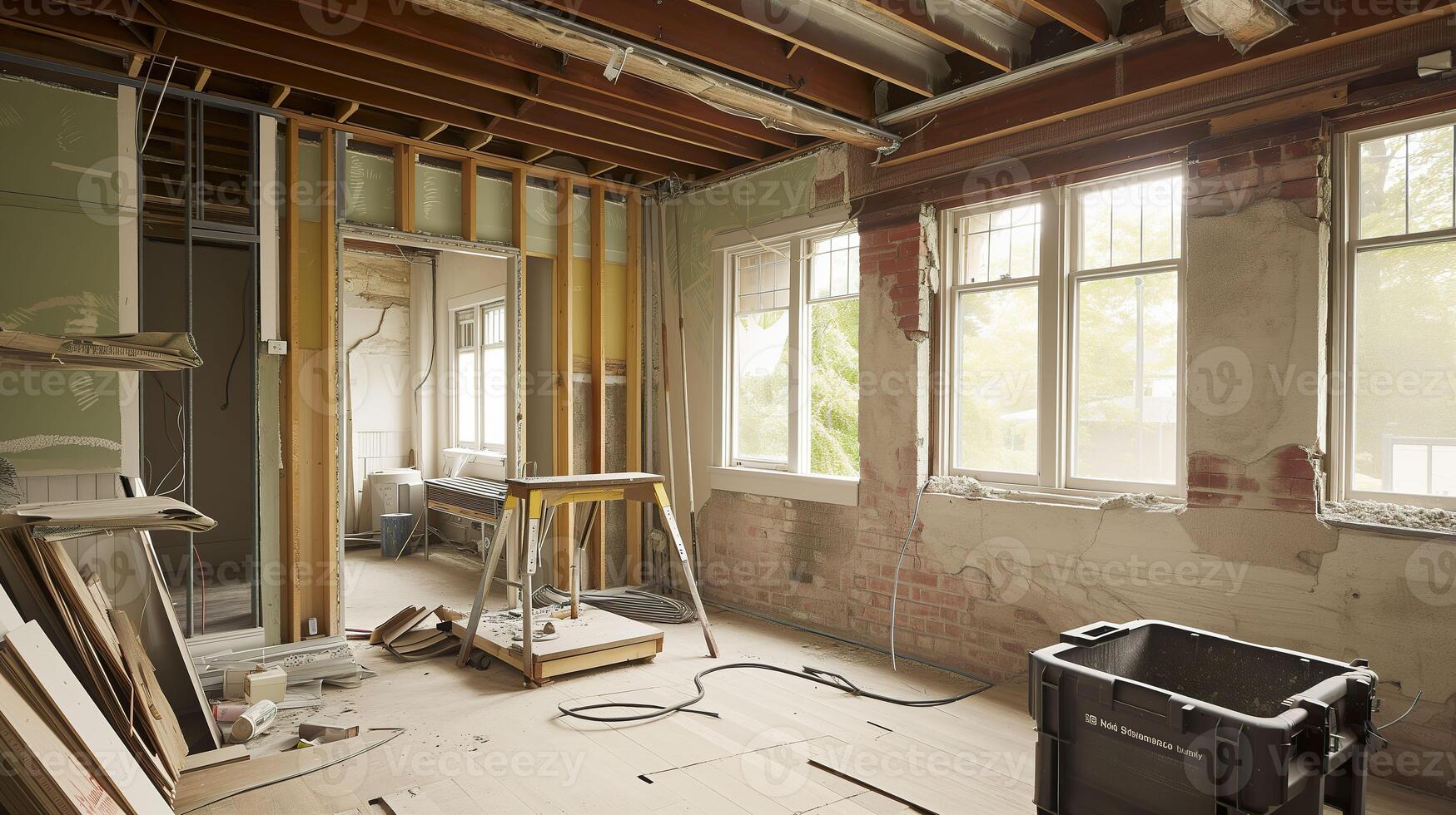 ai gegenereerd huis vernieuwing, interieur bouw en verbouwing project foto