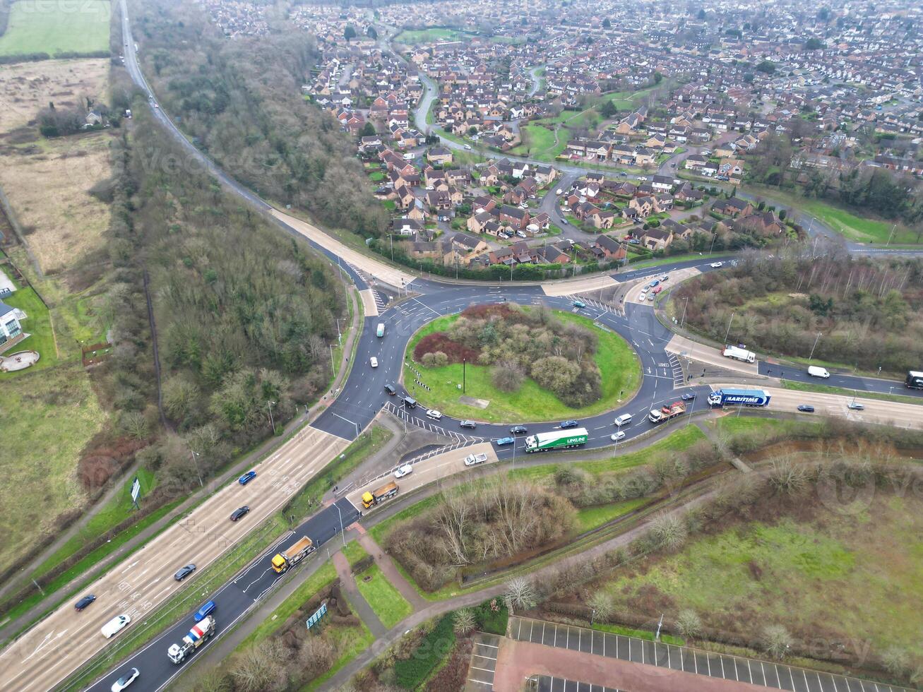 hoog hoek visie van corby stad van Northamptonshire Engeland Verenigde koninkrijk. november 1e, 2023 foto