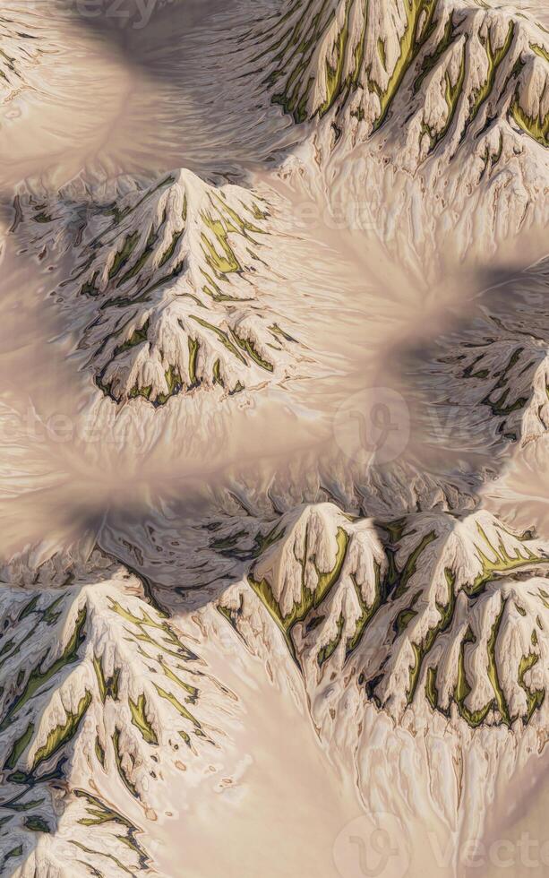 landschap met bergen landvorm, 3d weergave. foto