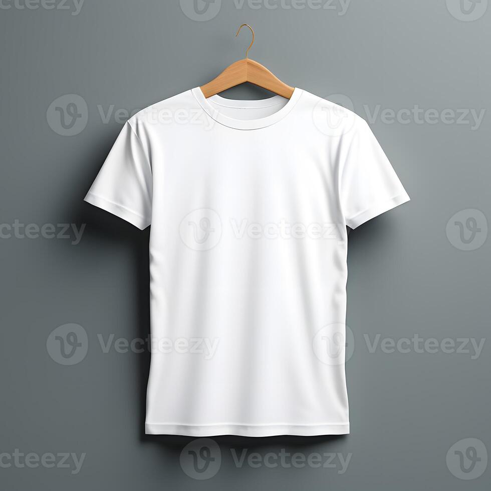 ai gegenereerd PNG blanco t-shirt mockup Aan een grijs achtergrond foto