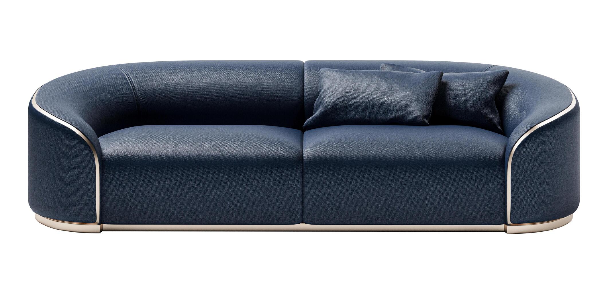 modern en luxe blauw leer sofa geïsoleerd Aan wit achtergrond. meubilair verzameling. foto