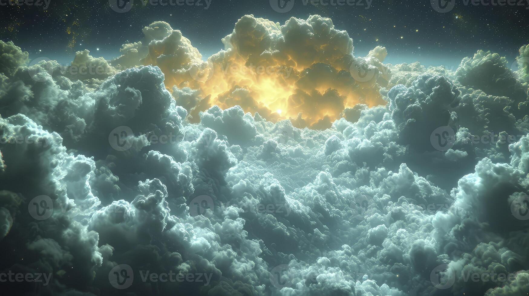 ai gegenereerd een lucht gedekt met nimbostratus wolken, creëren een schaduwrijk atmosfeer en een kans van regen. foto