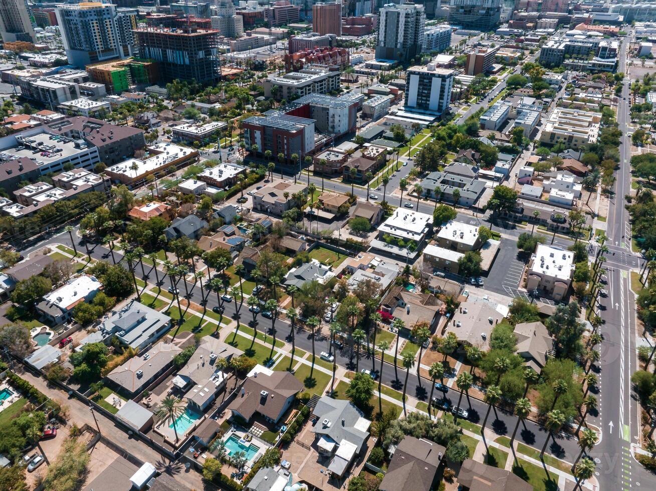 Feniks stad downtown horizon stadsgezicht van Arizona in Verenigde Staten van Amerika. foto