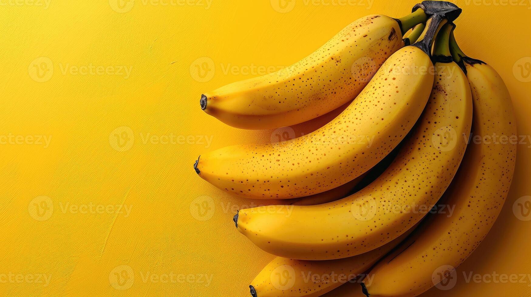 ai gegenereerd top visie van vers geel bananen geïsoleerd Aan geel achtergrond foto