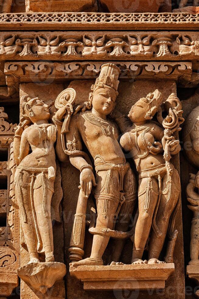 sculpturen Aan khajuraho tempels foto