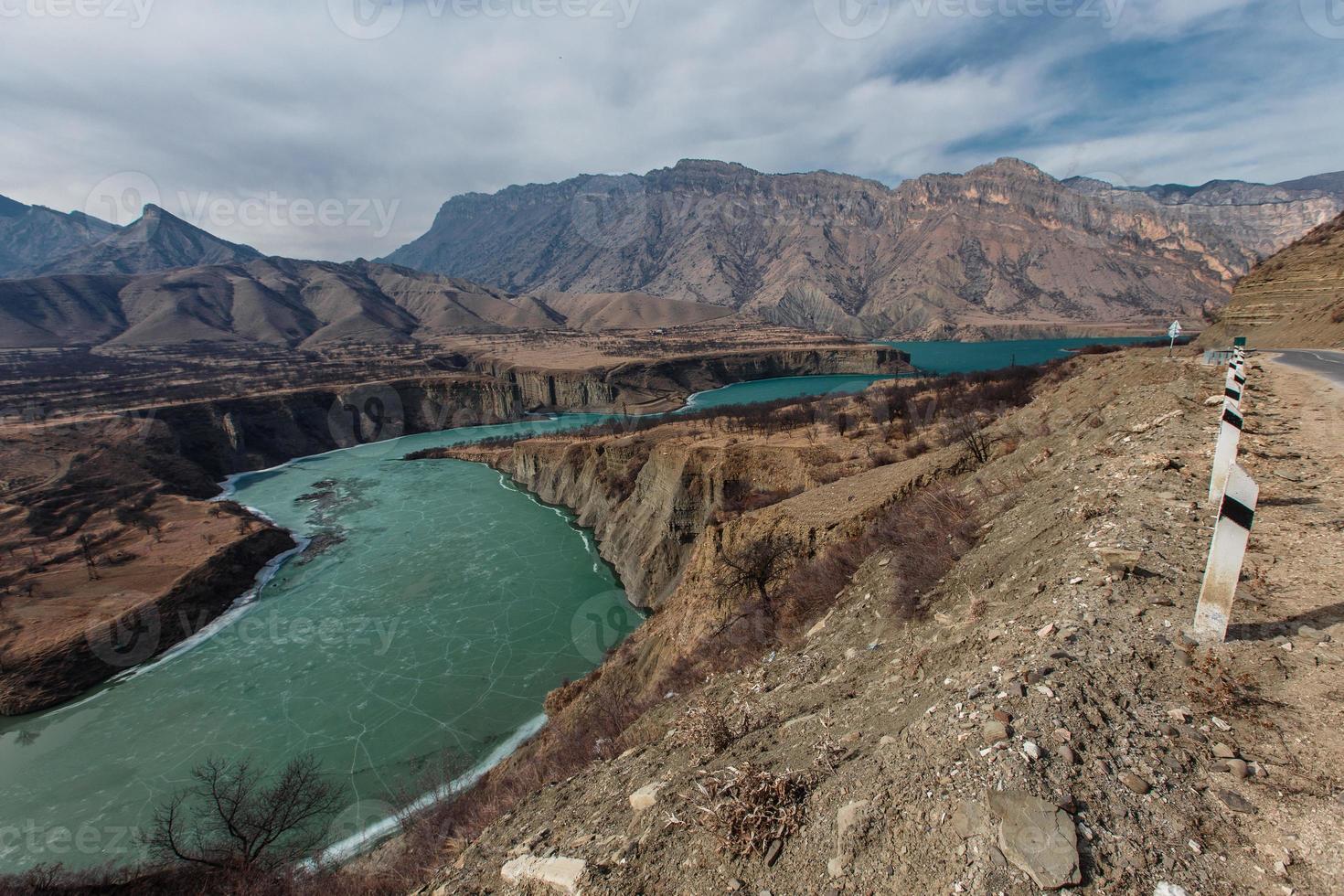 sulak-canyon. chirkeyskaya hpp.natuur van de Kaukasus. Dagestan, Rusland. foto