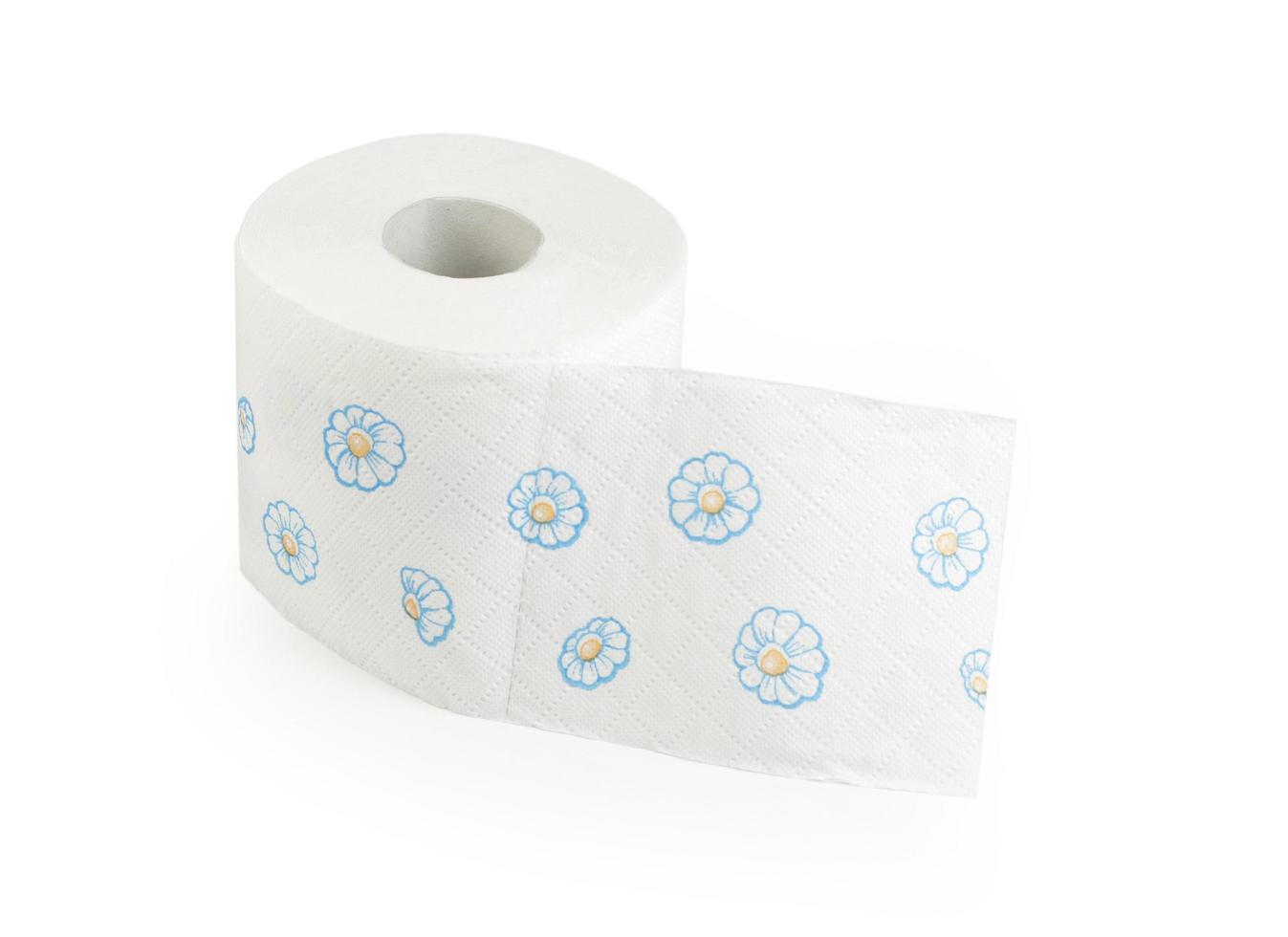 rol toiletpapier met bloemdecoratie foto