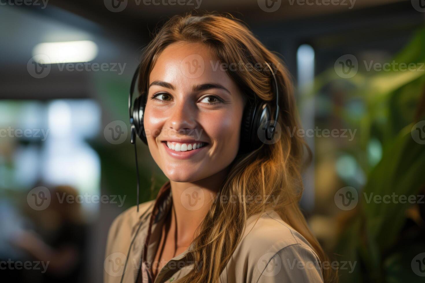 ai gegenereerd aantrekkelijk vrouw reizen middel op zoek Bij haar cliënt, ai gegenereerd foto