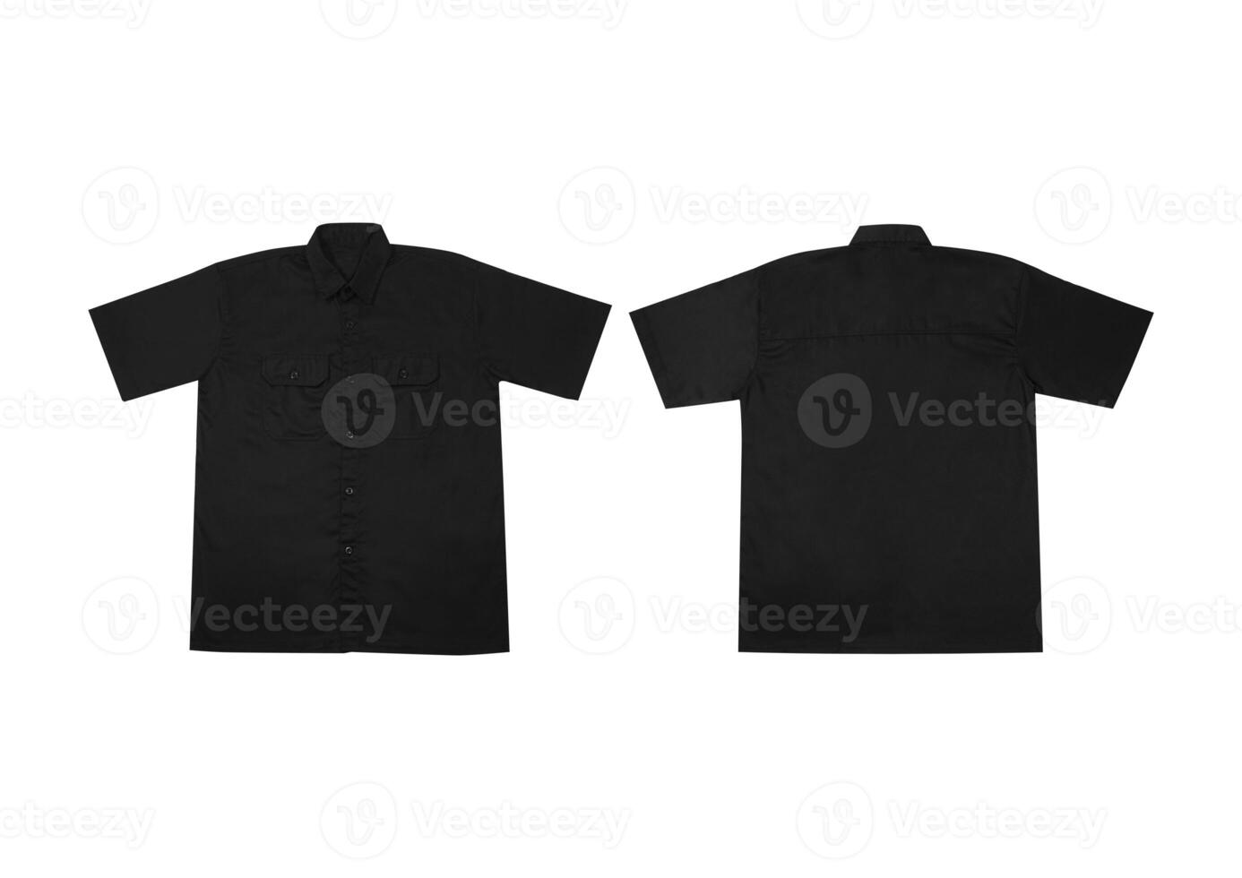 Mannen kort mouwen leger shirt. werkshirt zwart. kort mouw werk overhemd zwart foto