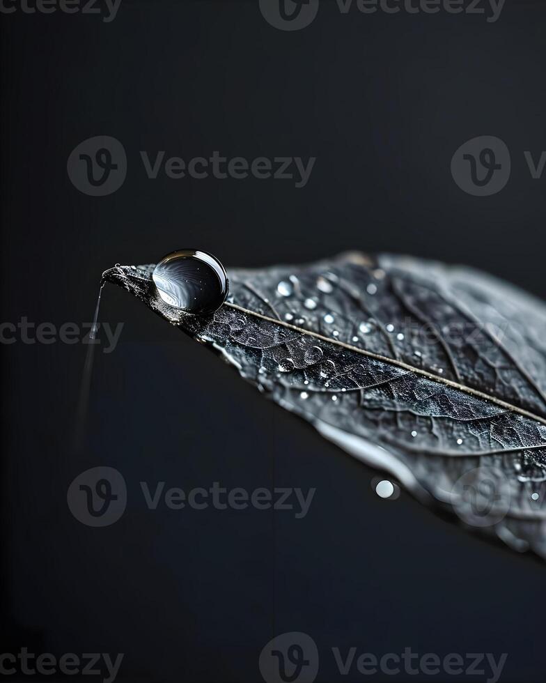 ai gegenereerd een blad met water druppels Aan het foto