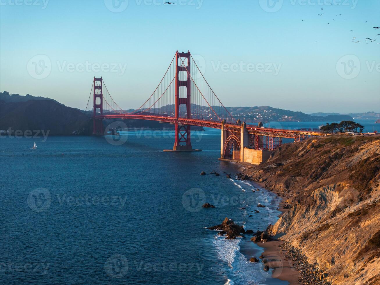 beroemd gouden poort brug, san francisco Bij zonsondergang, Verenigde Staten van Amerika foto