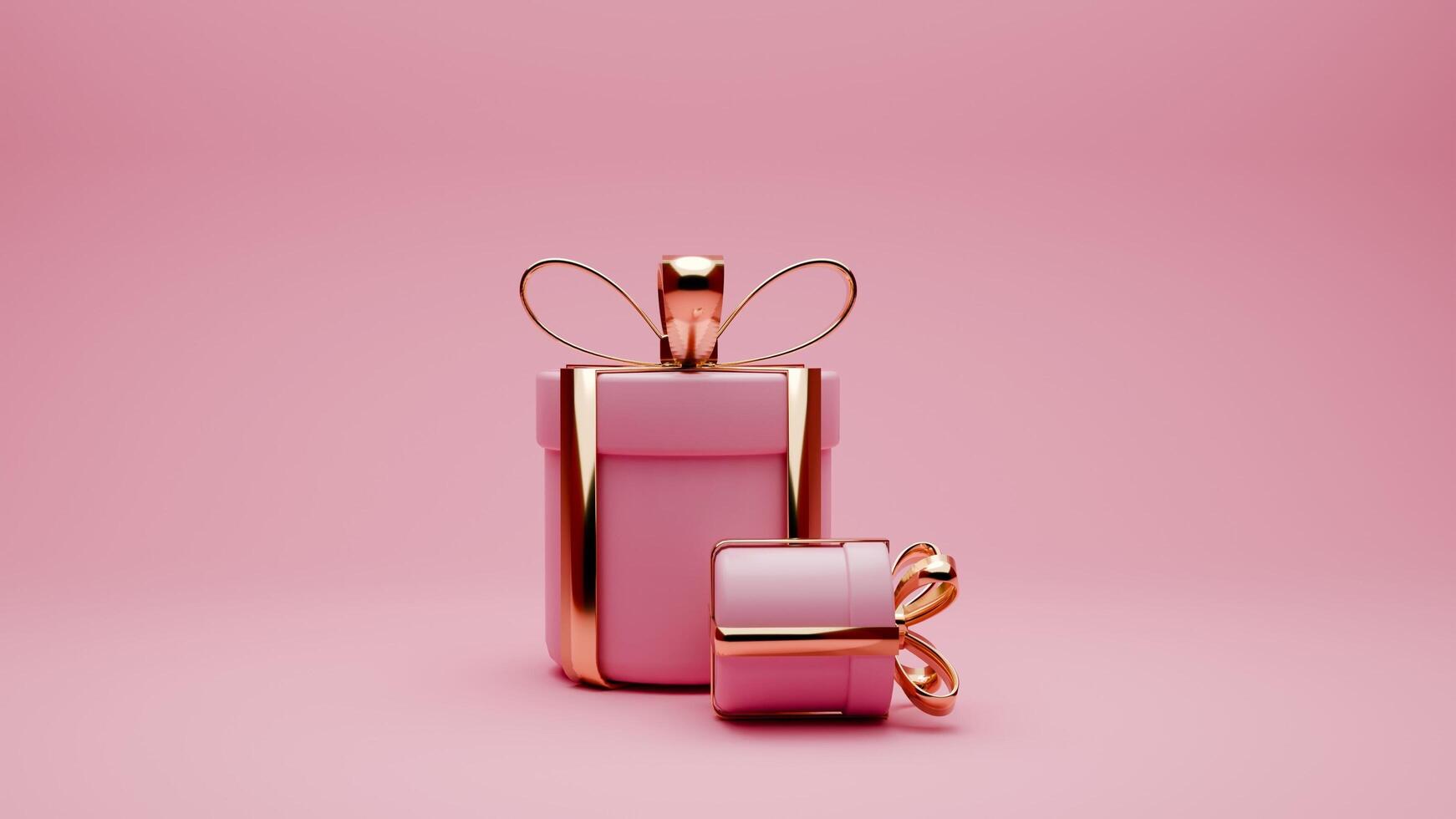 3d weergegeven roze en goud Valentijn themed van geschenk dozen foto