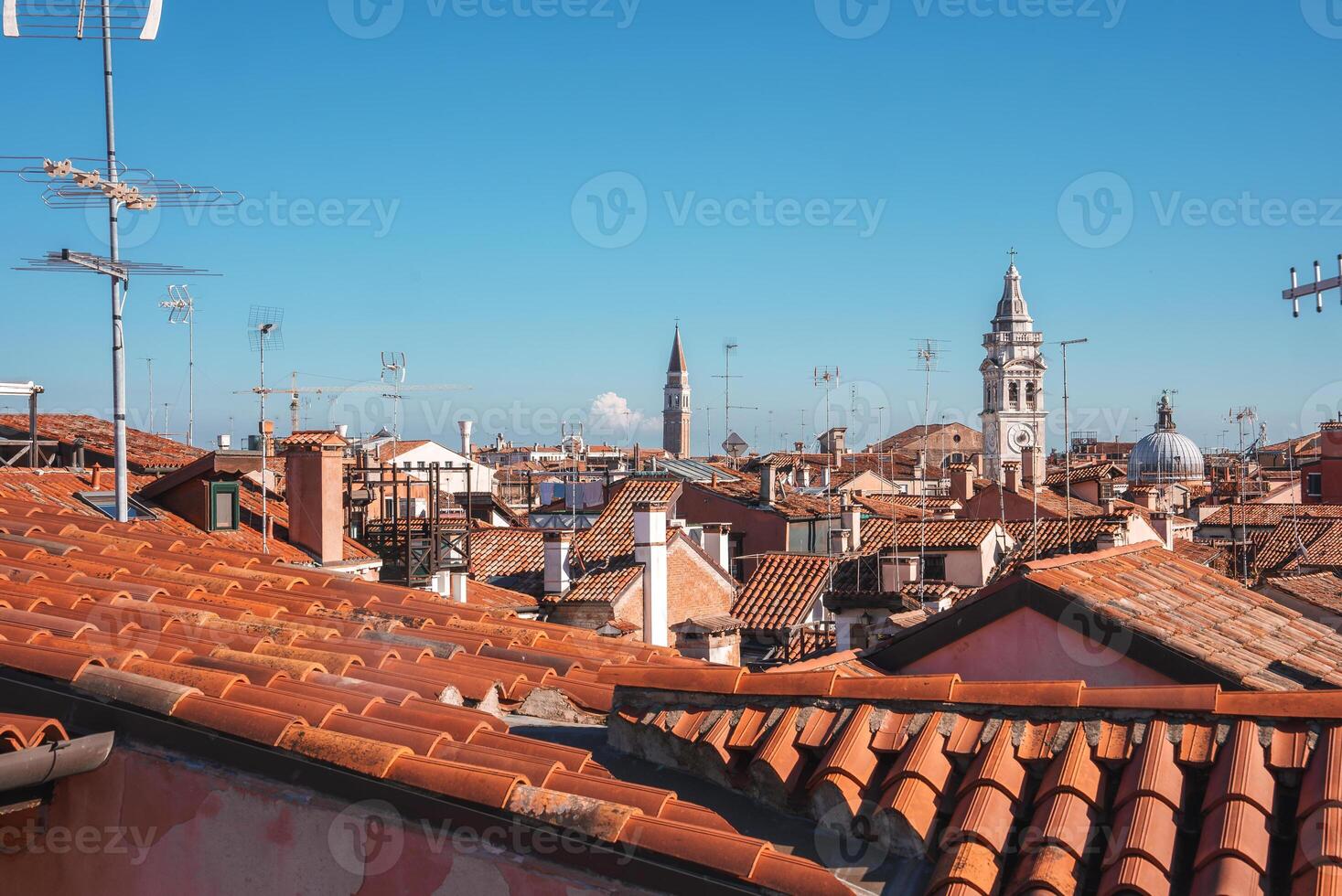 adembenemend vogel oog visie van Venetië, italië iconisch grachten en historisch architectuur foto