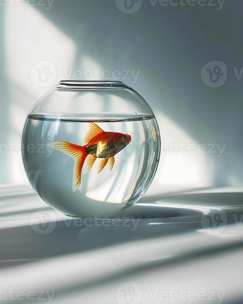 ai gegenereerd een goudvis zwemmen in een kom van water foto