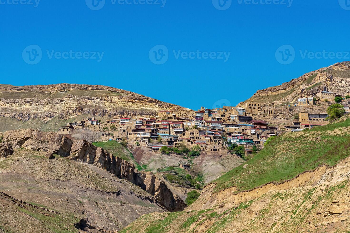 oude berg dorp chok in dagestan, landschap foto