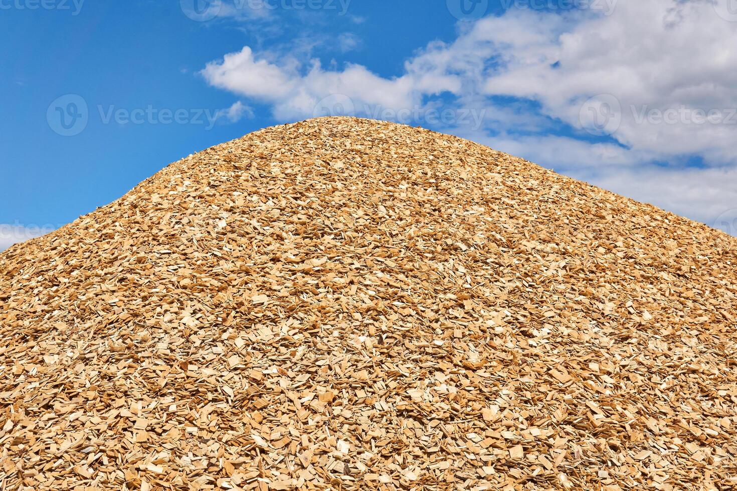 reusachtig stapel van hout chips tegen de lucht foto