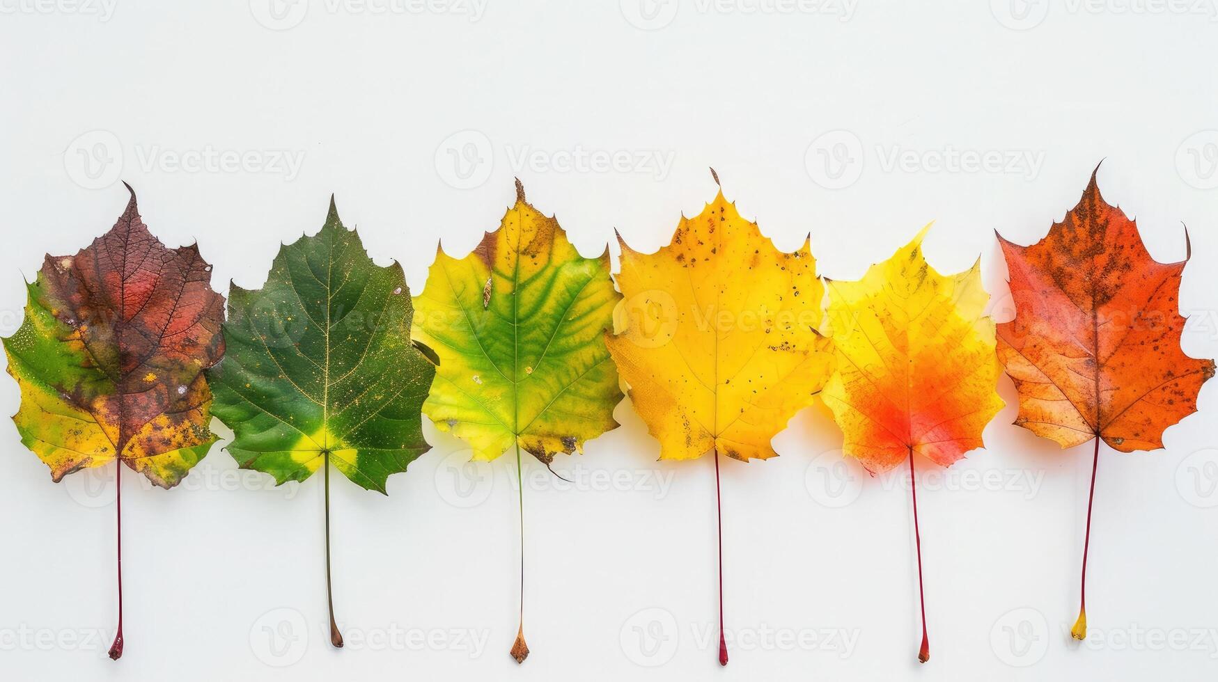 ai gegenereerd herfst esdoorn- blad overgang en variatie concept voor vallen en verandering van seizoen foto