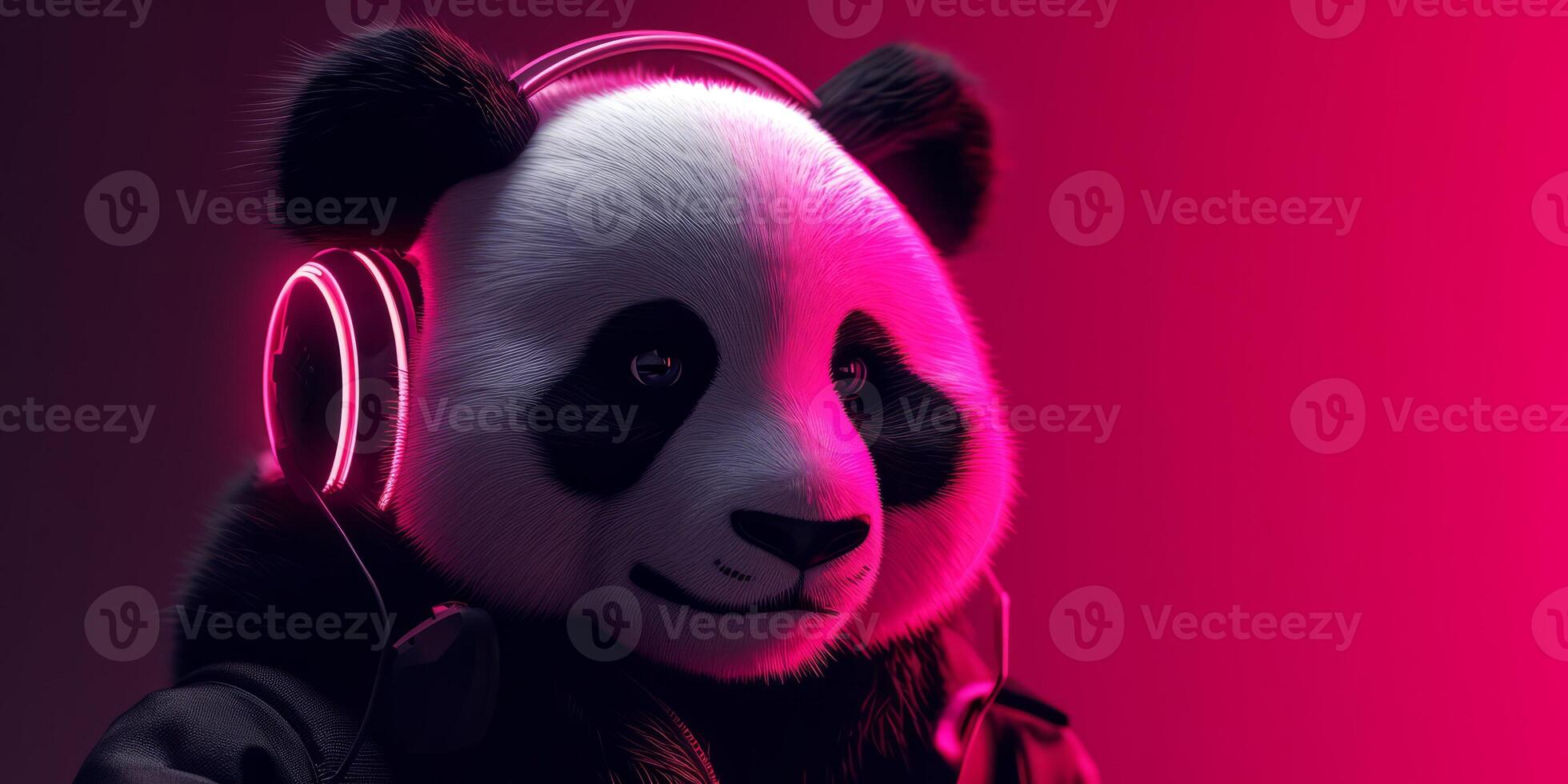 ai gegenereerd 3d panda mascotte esport speler. pandaman gaming karakter achtergrond, esport team illustratie foto