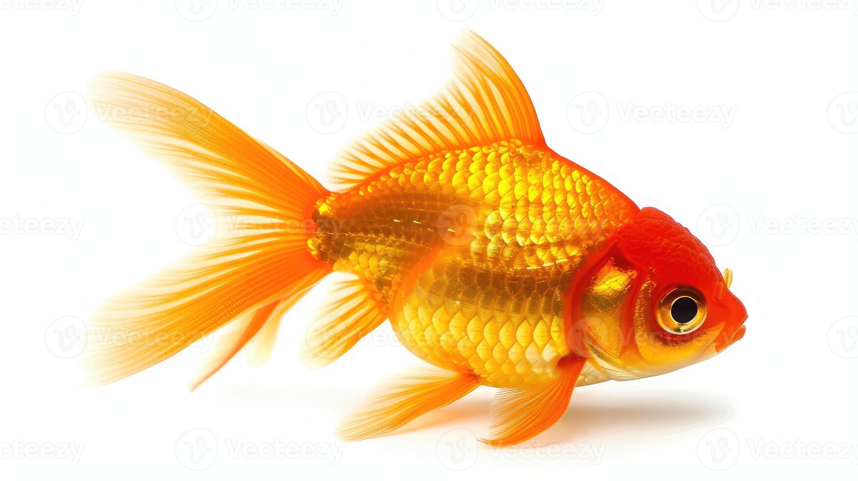 ai gegenereerd goud vis geïsoleerd Aan wit achtergrond foto