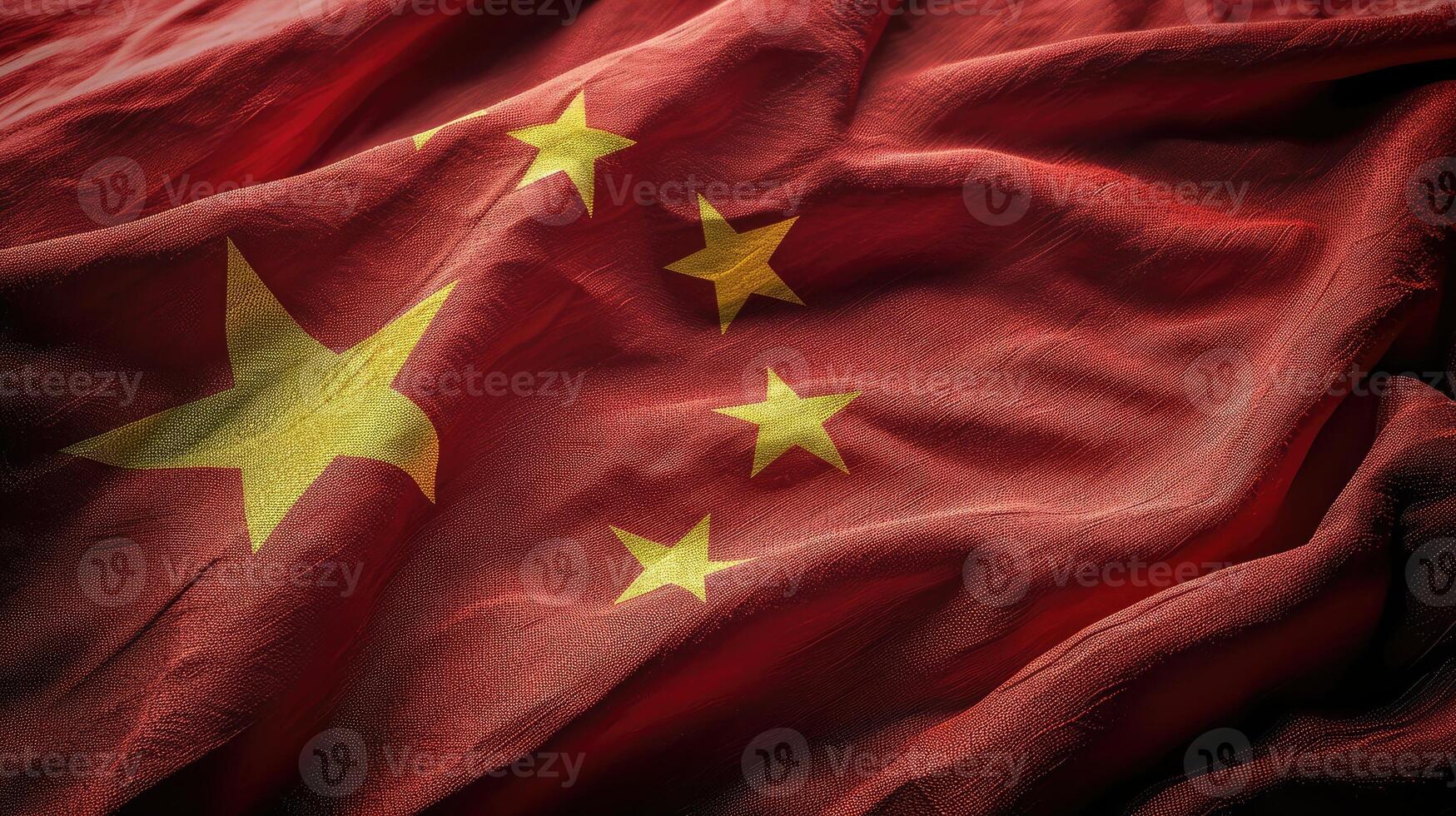 ai gegenereerd China vlag met kleding stof structuur foto