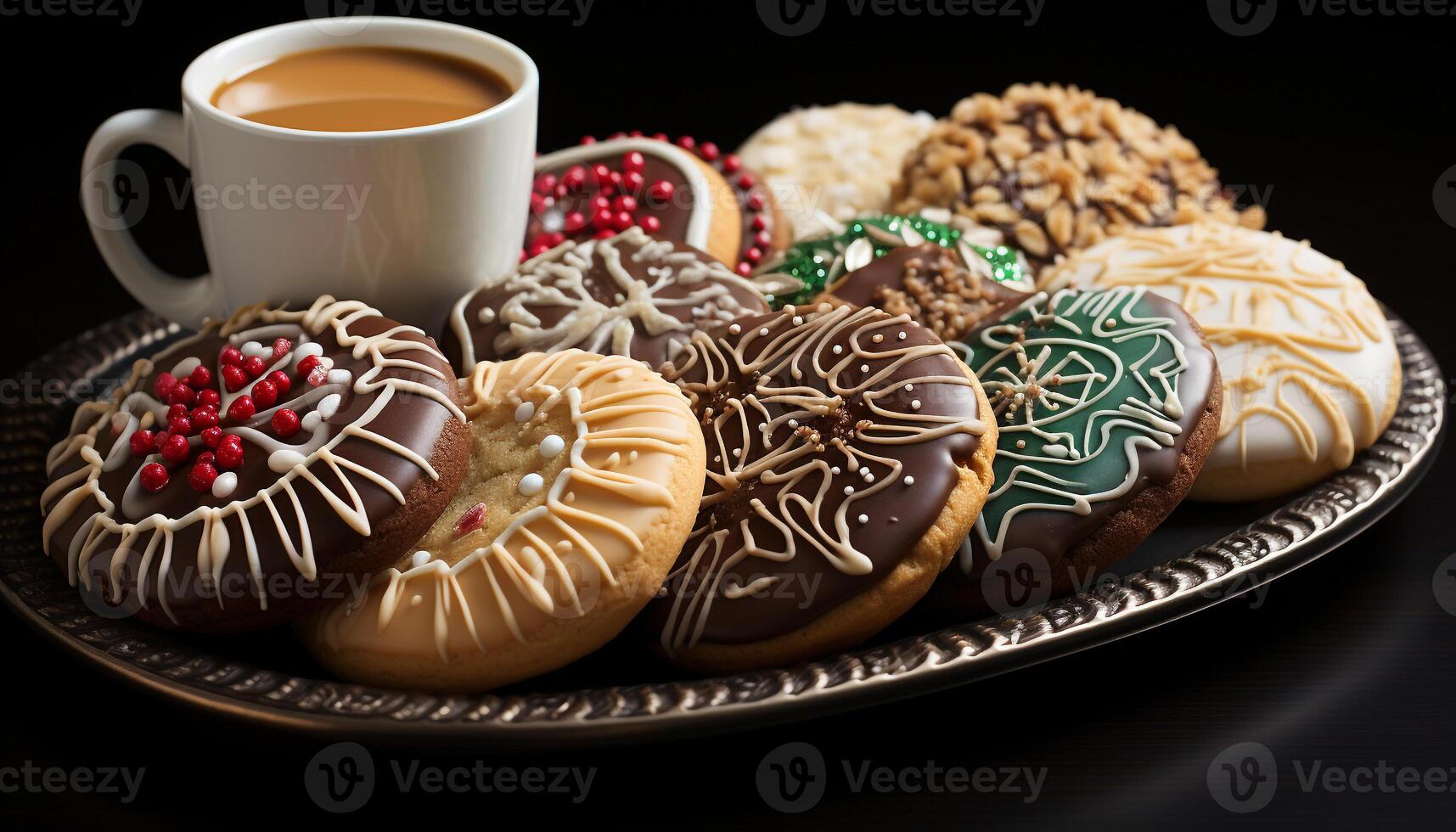 ai gegenereerd eigengemaakt chocola spaander koekje Aan hout tafel gegenereerd door ai foto