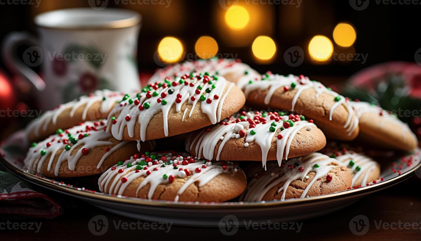 ai gegenereerd eigengemaakt toetje Aan rustiek tafel, Kerstmis decoratie gegenereerd door ai foto