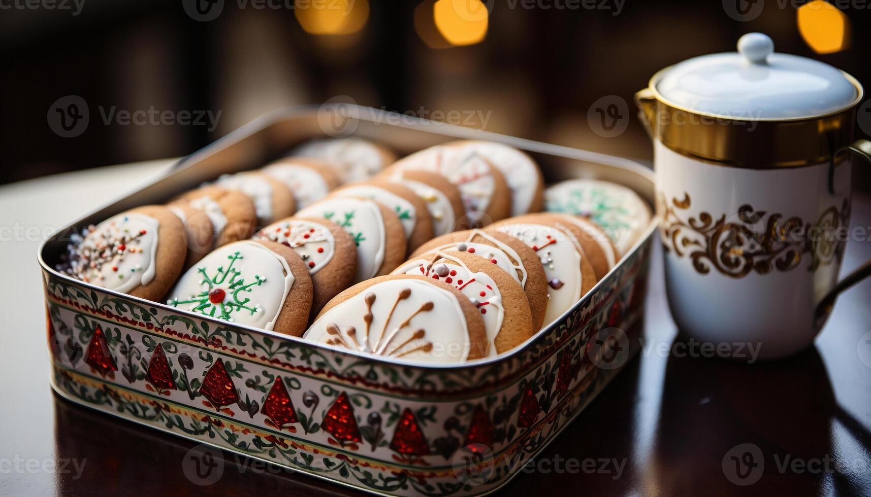 ai gegenereerd eigengemaakt toetje Aan houten tafel, dichtbij omhoog en vers gegenereerd door ai foto