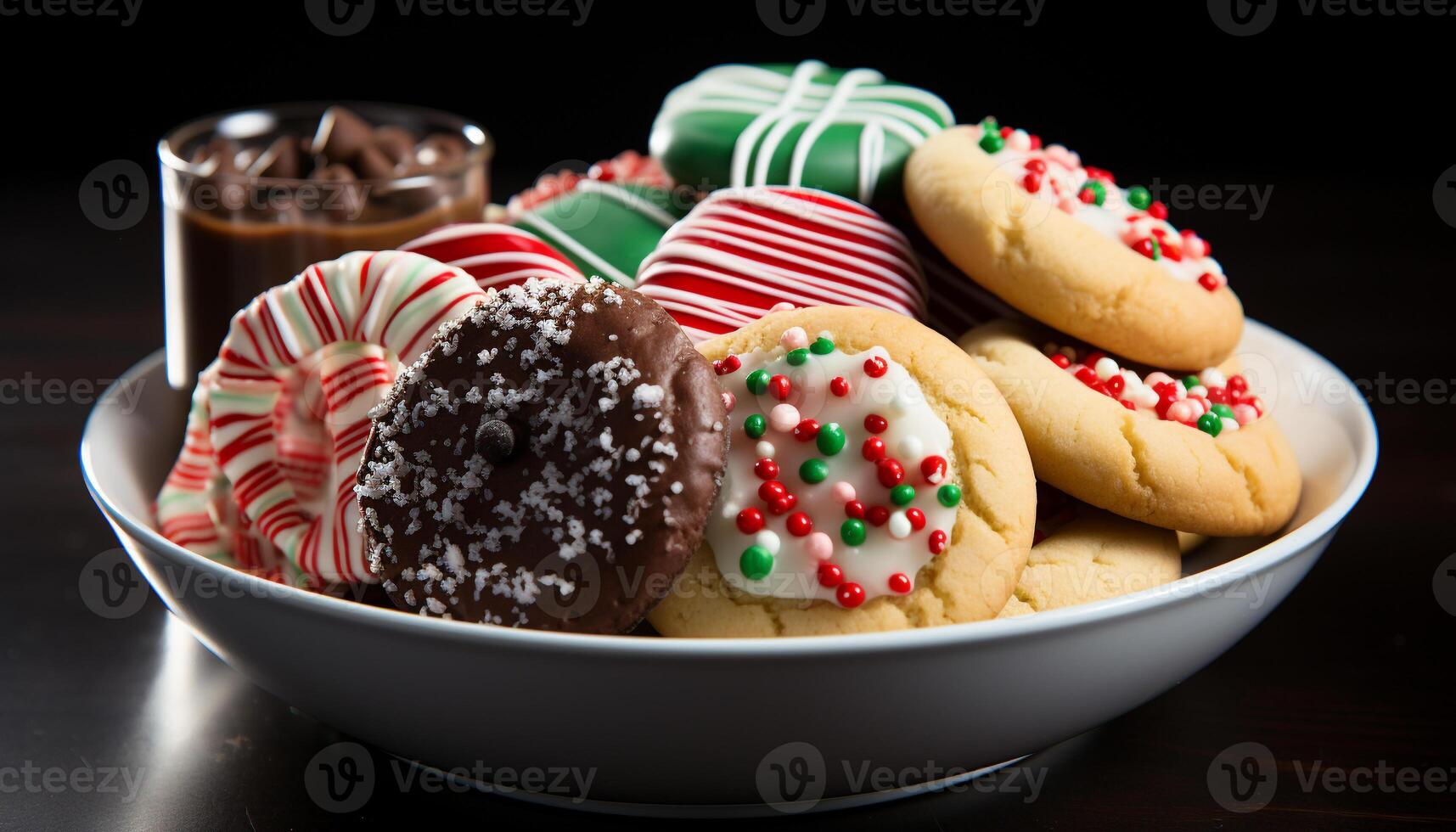 ai gegenereerd eigengemaakt chocola spaander koekje Aan houten tafel gegenereerd door ai foto