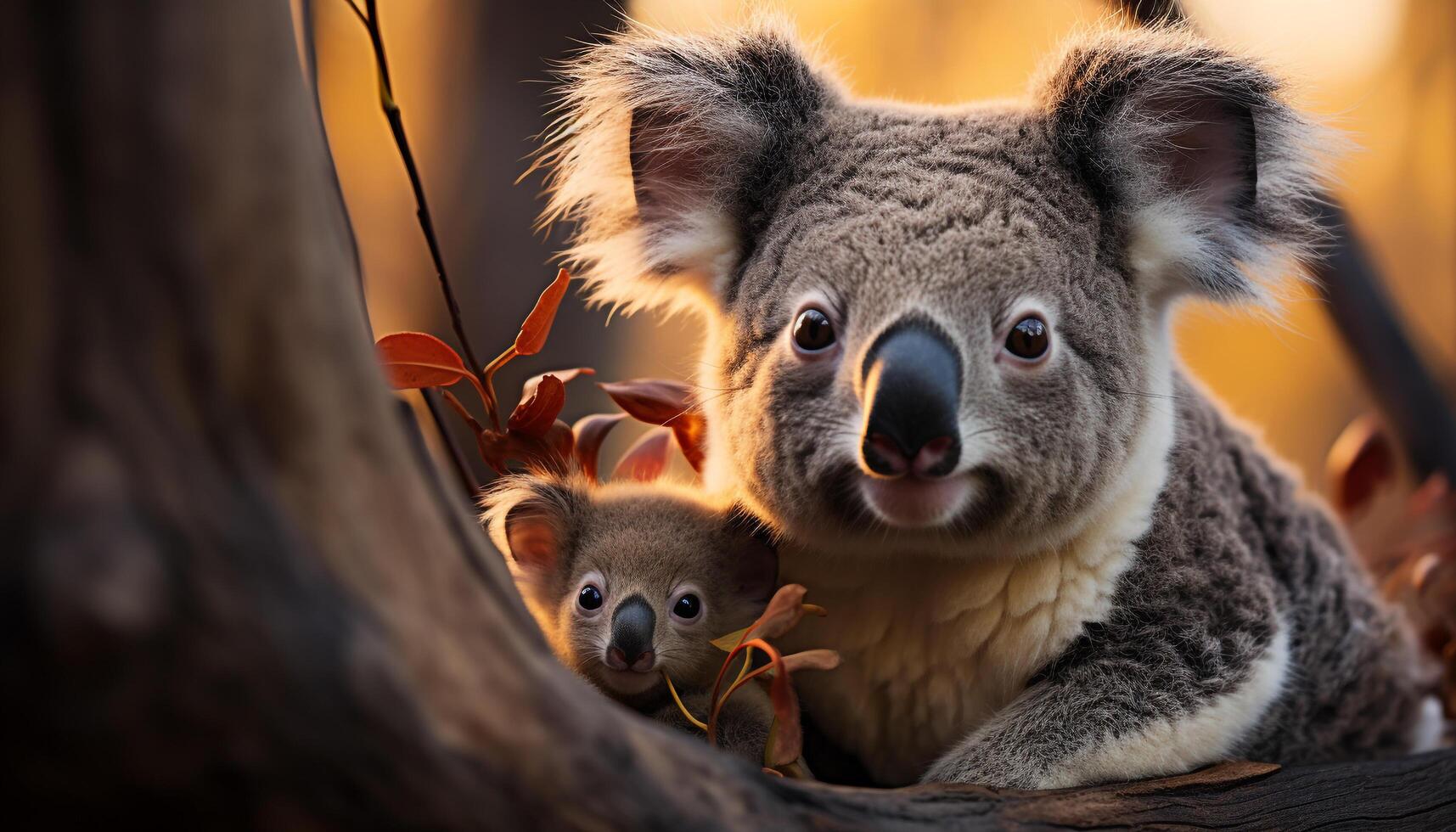 ai gegenereerd schattig koala op zoek Bij camera in natuur gegenereerd door ai foto