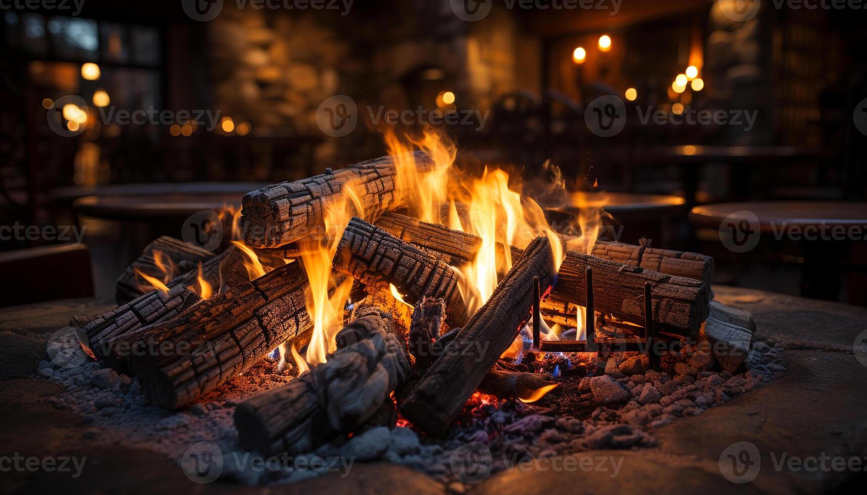 ai gegenereerd gloeiend vreugdevuur verwarmt de nacht in de bossen gegenereerd door ai foto