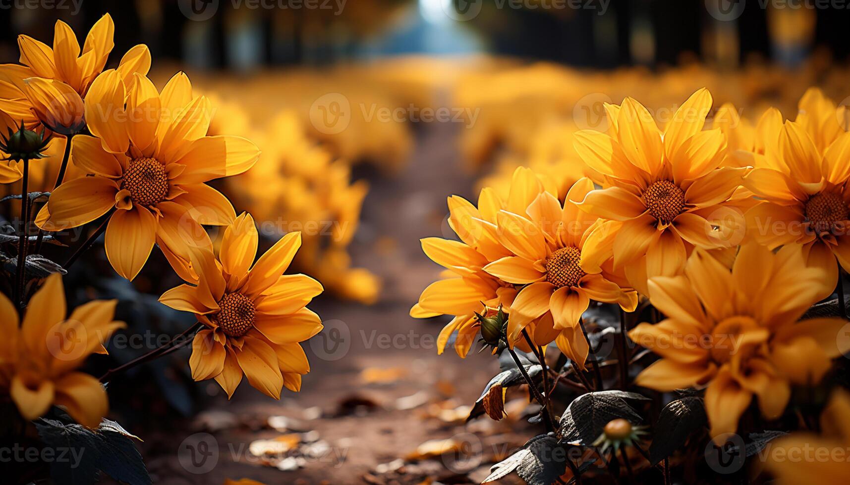 ai gegenereerd levendig kleuren van bloemen in een zonnig weide gegenereerd door ai foto