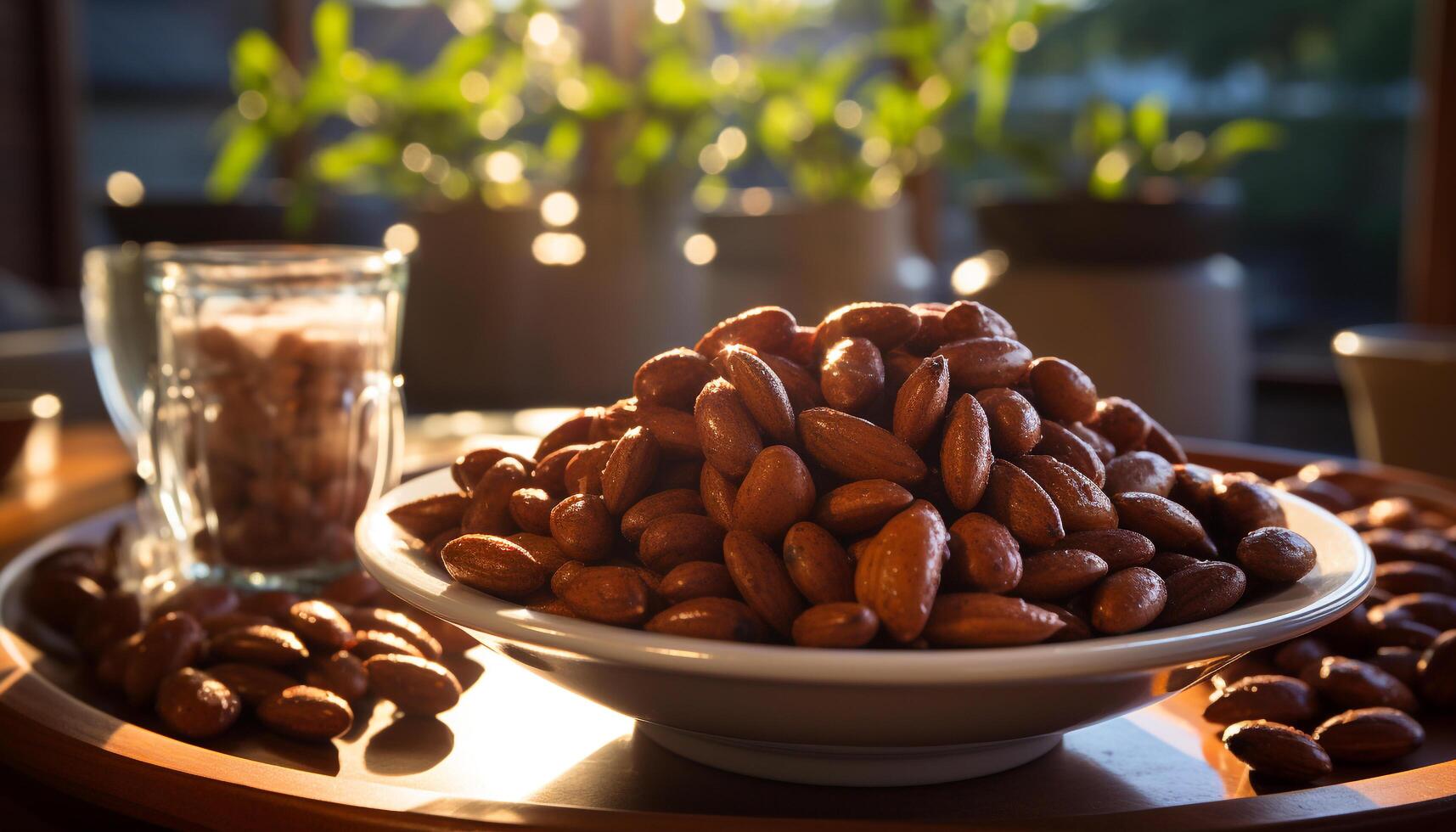 ai gegenereerd versheid Aan tafel, fijnproever nagerecht, tussendoortje, chocola gegenereerd door ai foto