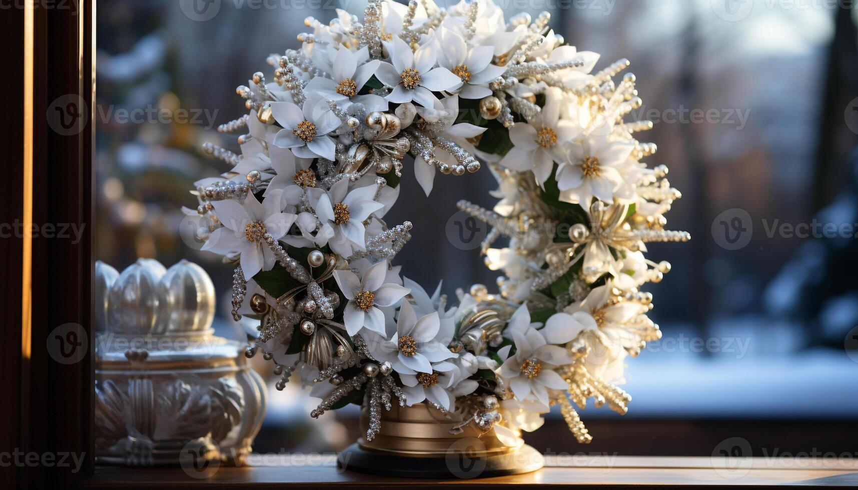 ai gegenereerd bloem boeket Aan tafel brengt versheid en romance gegenereerd door ai foto