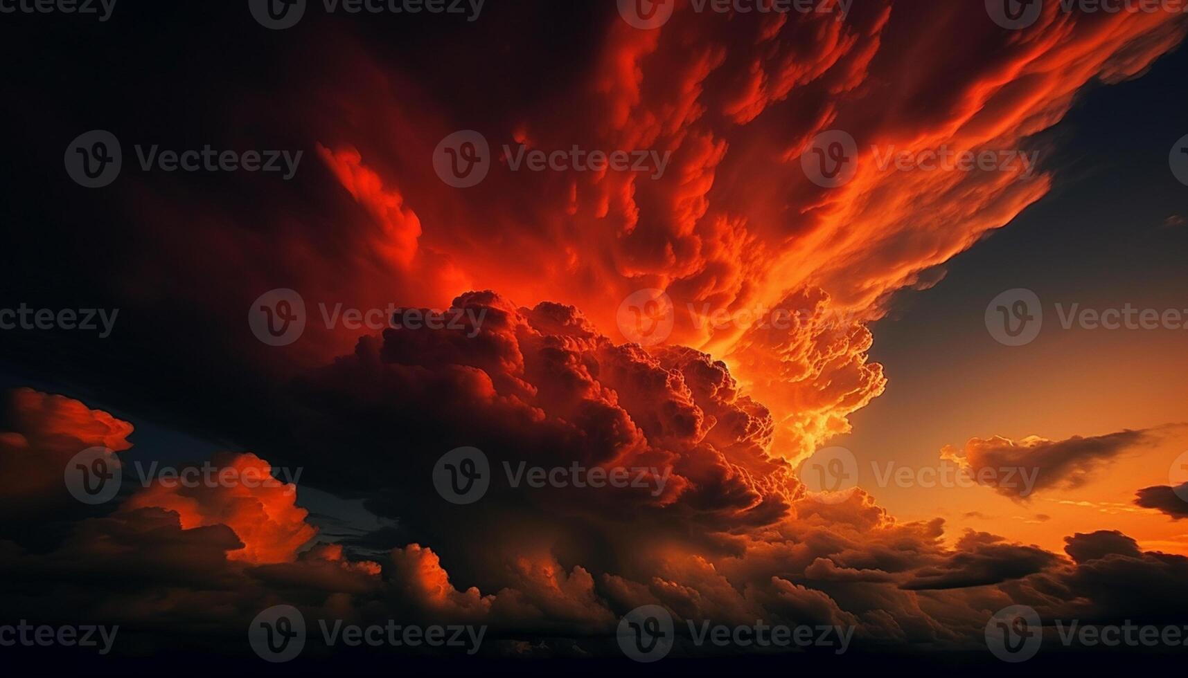 ai gegenereerd levendig zonsondergang lucht, natuur schoonheid in een rustig zomer landschap gegenereerd door ai foto