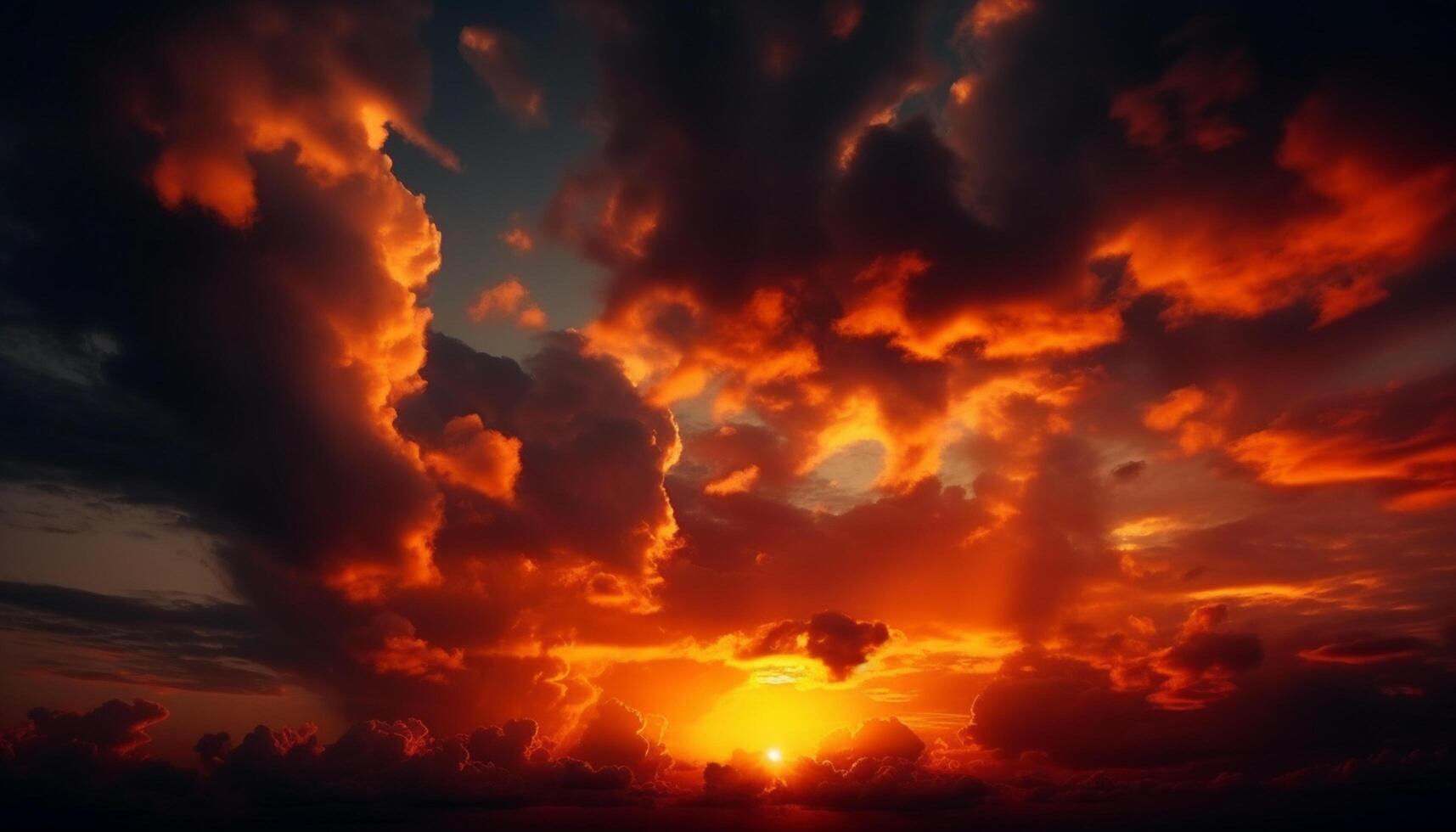 ai gegenereerd levendig zonsondergang lucht, natuur schoonheid in een rustig zomer landschap gegenereerd door ai foto