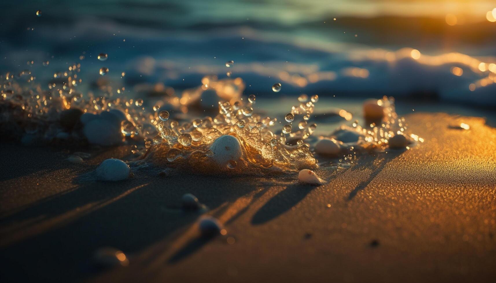 ai gegenereerd natuur zand dichtbij omhoog, achtergronden water zomer Golf buitenshuis nat blauw gegenereerd door ai foto