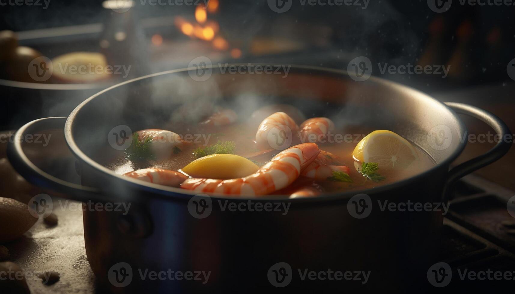 ai gegenereerd vers zeevruchten gekookt Aan een grill, een gezond fijnproever maaltijd gegenereerd door ai foto