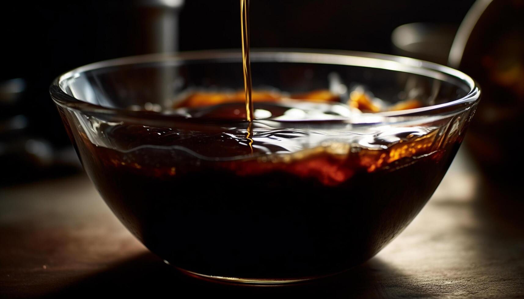 ai gegenereerd verfrissend drinken gegoten in glas Aan houten tafel in zomer gegenereerd door ai foto