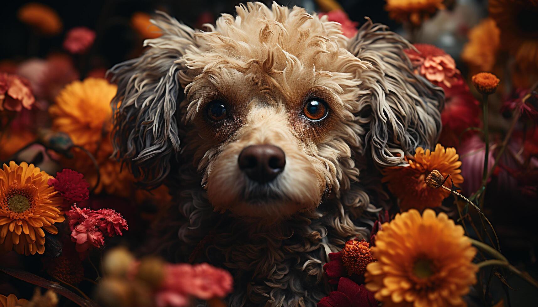 ai gegenereerd schattig puppy zittend in gras, op zoek Bij camera gegenereerd door ai foto