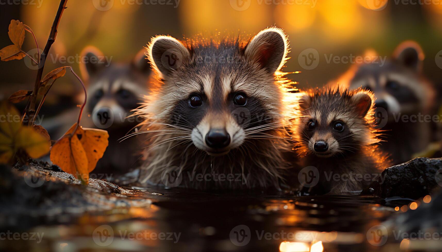 ai gegenereerd schattig zoogdier op zoek Bij camera in de Woud gegenereerd door ai foto