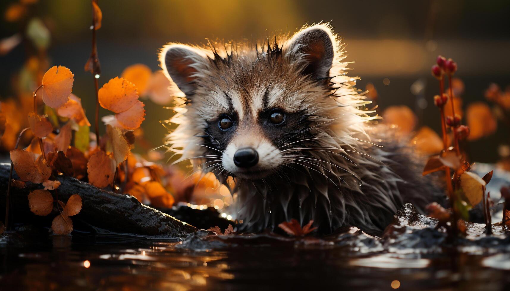 ai gegenereerd schattig klein zoogdier op zoek Bij camera in natuur gegenereerd door ai foto